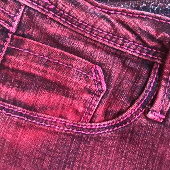 South Pole Rock N Roll Red Skinny Straight Jeans - Picture 2 of 5